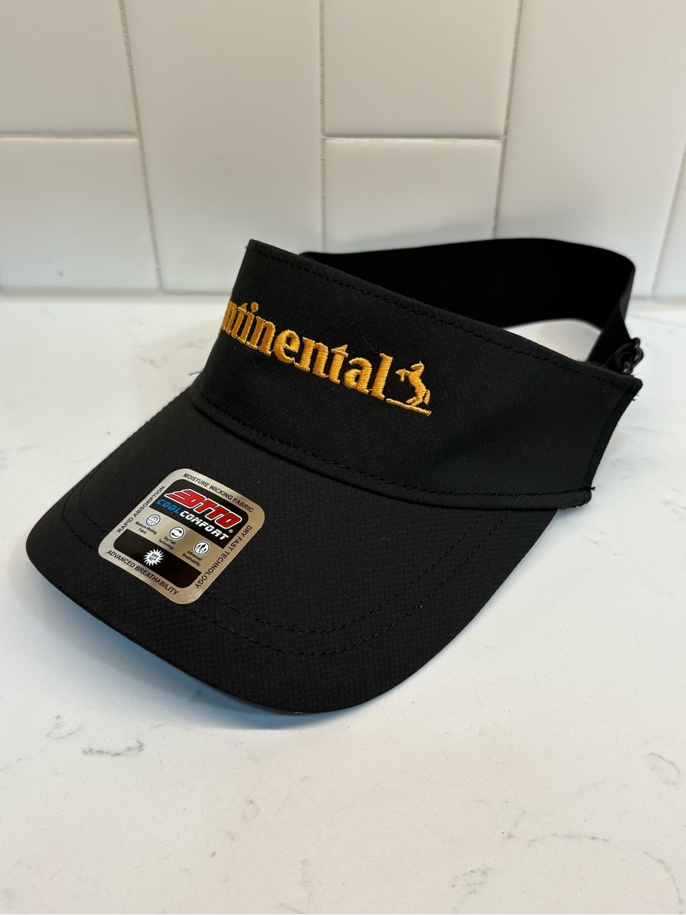 Continental Tires Otto Sun Visor Black Gold Embroidered Adjustable Golf Cap